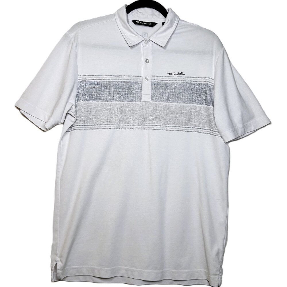 Travis Mathew Polo Shirt‎ Men's Medium Over the Fence Chest Stripe Golf Polo - Picture 4 of 14
